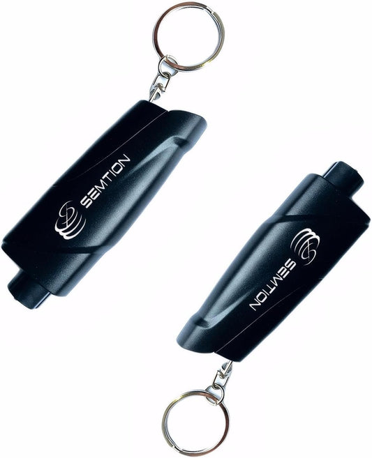 SEMTION Car Window Breaker and Seat Bbelt Cutter with Keychain Car Emergency Escape Tool kit, Pack of 2 (Black-Black)
