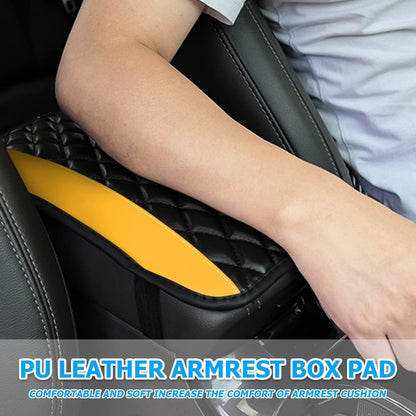 Moly Magnolia Car Center Console Cover, Leather Waterproof Armrest Seat Box Cushion Pad, Universal Decor Protector Mat, Auto Interior Accessories for SUV Truck Vehicle (Yellow)