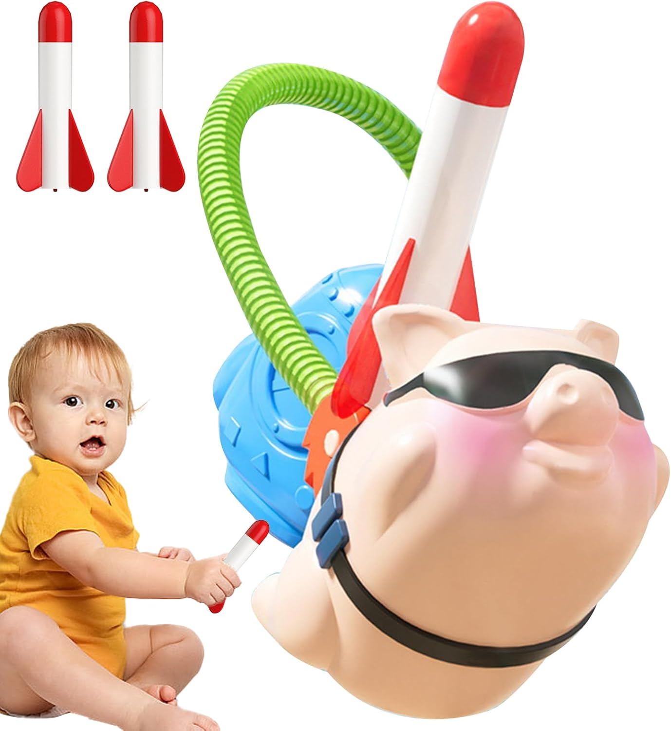 ccuzs Toy Rocket for Kids, Foam Rocket Set, Outdoor Play Toy, Fun Launching Games, Birthdays, Christmas, New Year, Easter, And Anniversaries, 9.84x8.27x2.95in