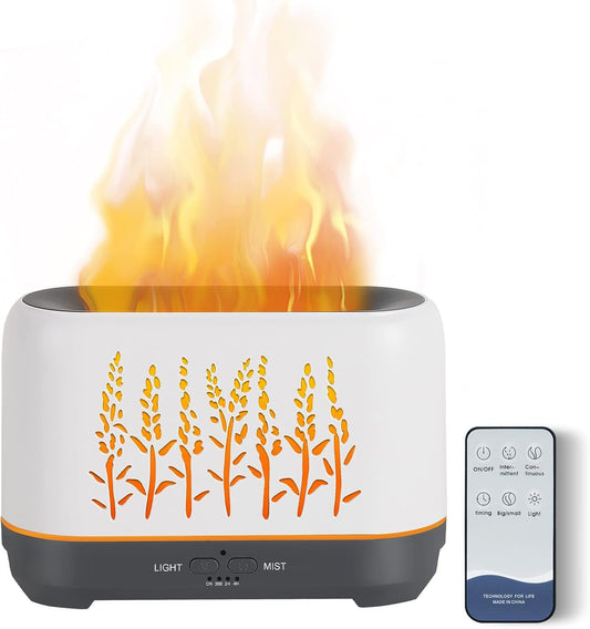 NEWYID Essential Oil Diffuser, 240ml Ultrasonic Flame Oil Diffuser, 3 Mist Mode 4 Timer Up to 12H of Continuous Aroma Waterless Auto-Off Aromatherapy Diffuser for Home Office