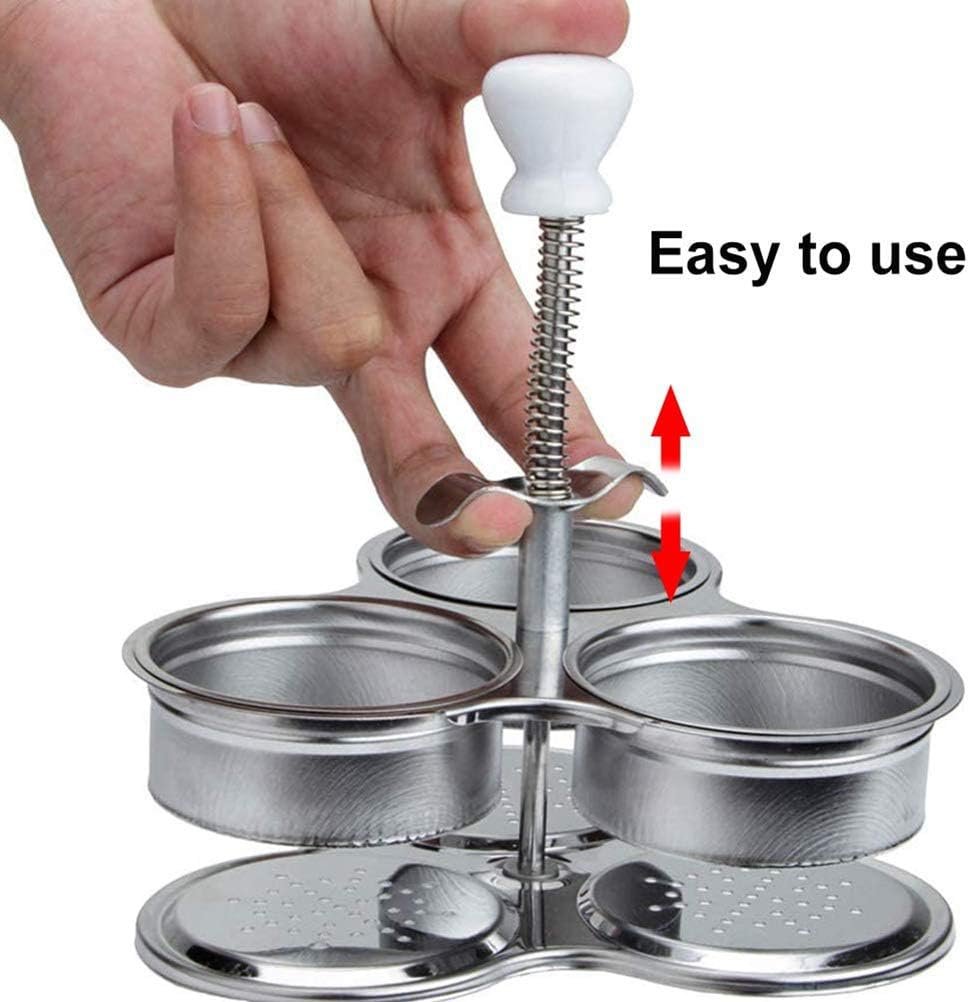 Cuociuova in Camicia, Utensili da Cucina Pentole Antiaderenti per Uova, 3 Griglie in Acciaio Inossidabile, Cottura Rapida, Cuociuova Gadget da Cucina per la Colazione (SILVER)