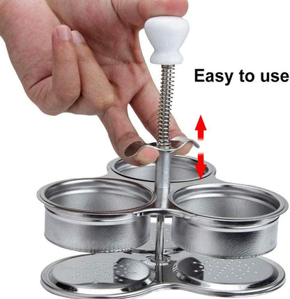 Cuociuova in Camicia, Utensili da Cucina Pentole Antiaderenti per Uova, 3 Griglie in Acciaio Inossidabile, Cottura Rapida, Cuociuova Gadget da Cucina per la Colazione (SILVER)