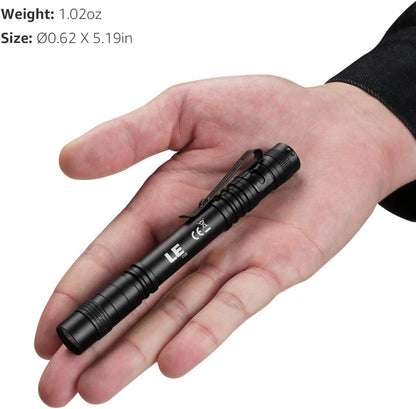 LE LED Pen Flashlight, Compact and Ultra Bright XPE LED Tactical Penlight Flashlight, Waterproof AAA Battery Powered Pocket Flashlight with Clip, 2 Packs