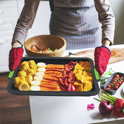 Baking Trays for Oven,Non Stick Baking Tray,Silicone Oven Tray,Baking Sheets with Silicone Handle Grips,Rectangle Cookware for Cake Focaccia Lasagne Muffins Brownie,Easy Clean Bakeware,34x23.8x3 cm
