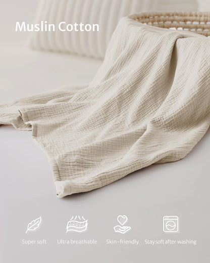 Breathable Muslin Nursing Cover for Breastfeeding, Soft Cotton Multi-Use Breastfeeding Apron with Adjustable Hoop Neckline, Portable Storage Pocket Windproof Straps