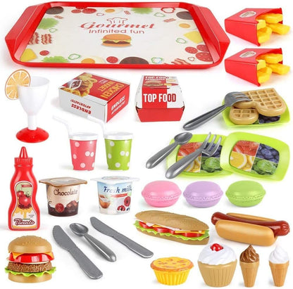 LiDi RC Fast Food Set 59 PCS Kitchen Toy Set for Pretend Play, Kitchen Accessories,Removable Food Toy, Kids Toddlers Play Food Toys, Party Favor Christmas Stocking Stuffers