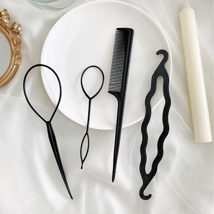 Hair Braiding Tool Set, 5 Fast Spiral Braids Hair Accessories for Hairstyles, Black DIY Styling Accessories for Women