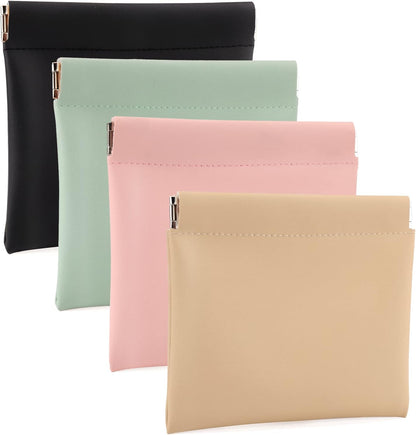BUSOHA Small Makeup Bag for Purse, Mini Portable Cosmetic Bags for Women, Coin Purse Lipstick Cosmetic Accessories Organizer, Small Travel Kit Storage Pouch, 4 PCS, 4.7*4.3INCH, Mini Storage Bag