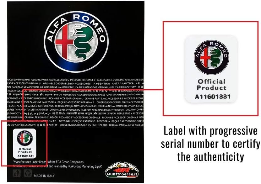 4R Quattroerre.it Sticker Kit Alfa Romeo Logo 51 mm + Flag for Giulia Stelvio Interior