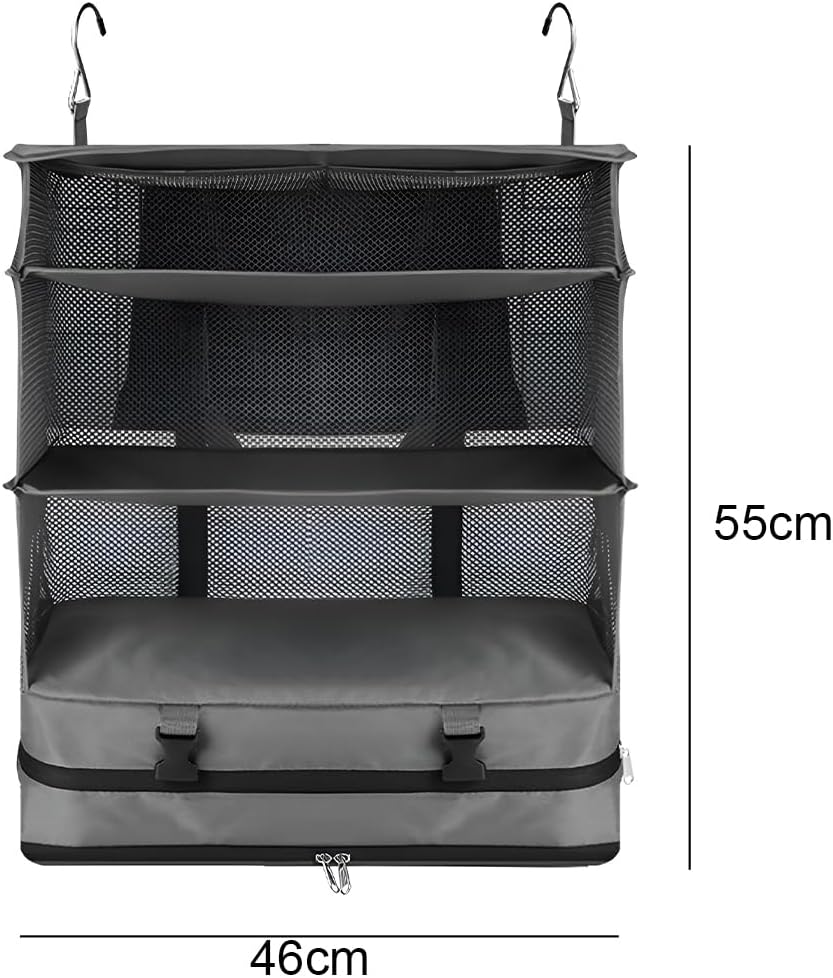 MTSDM Hanging Travel Shelves Bag, Portable Hanging Travel Shelves, Packing Organizer for Luggage, Compression Closet Storage Organizer, Travel Shelves Bag for Travel, Camping