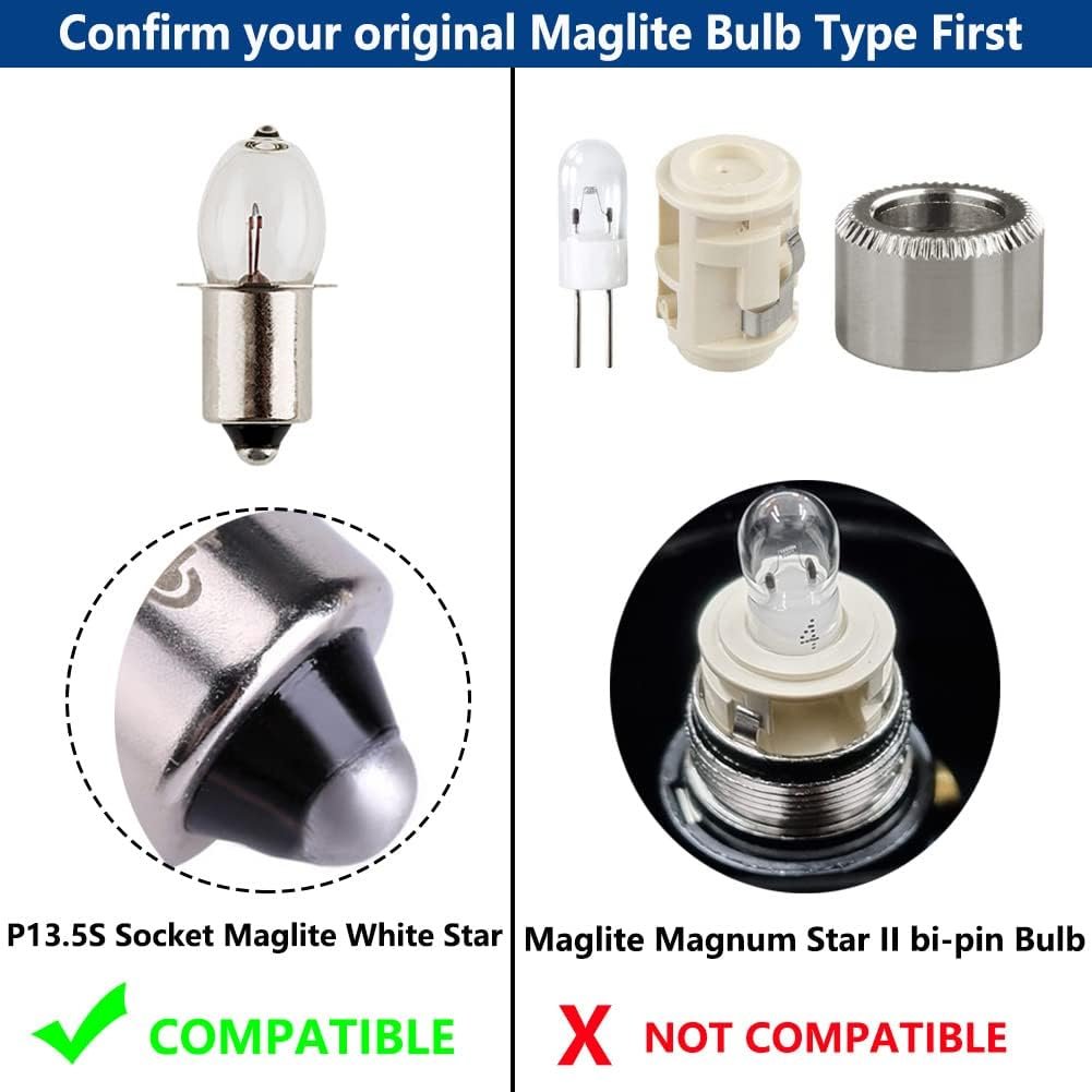 LudoPam LED Conversion Kit Upgrade Bulb Compatible for Maglite Flashlight 2 Cell C/D, 2 Pack