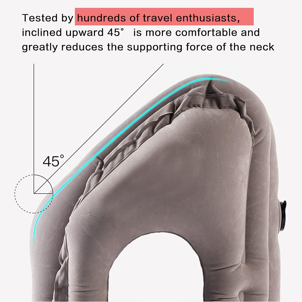 STTARLUK Inflatable Travel Pillow, Inflatable Airplane Pillow Comfortably Supports The Head, Neck and Chin, Inflatable Neck Pillow with Free Eye Mask/Earplugs (Grey)