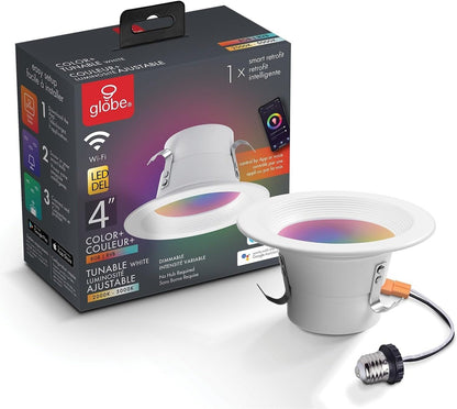 Globe Electric 50078 Collection Smart Retrofit Recessed Light, Multicolor, 4" Retrofit