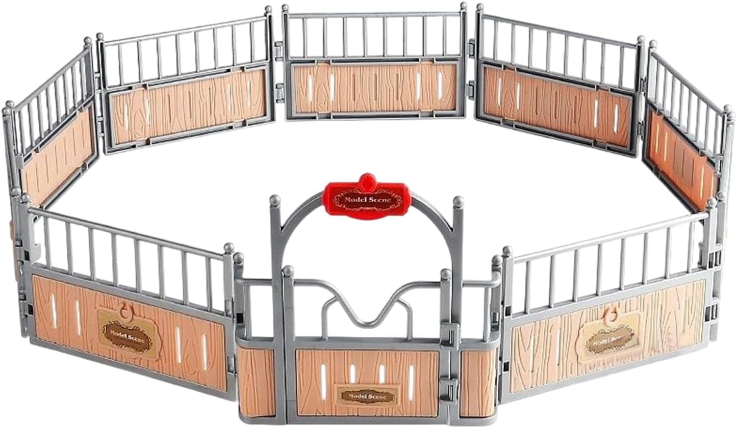 Horse Figurine, Animal Fence, Stabile Model Set, 12,2 x 18,11 x 5,71 pollici Realistic Play Collection, Durable Farm Toys, 12 pezzi regalo per compleanno e bambini