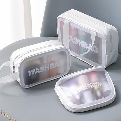 QYINXIU TSA Approved Travel Toiletry Bag, 3 X Cosmetic Bag Clear, Clear Bags for Travel, Quart Size Travel Makeup Bag for Women Men (White)