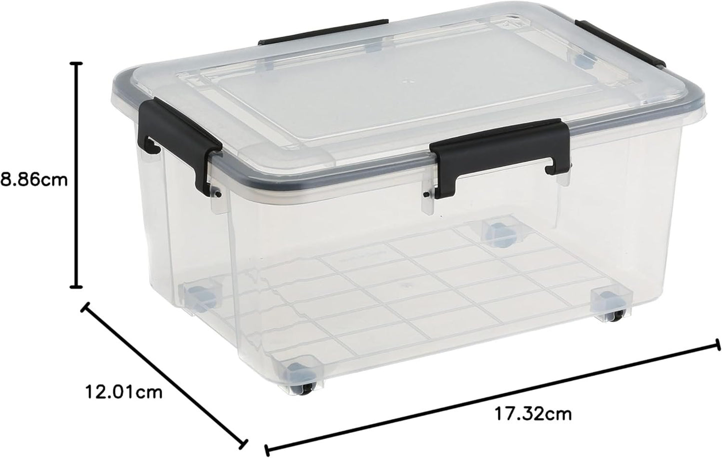 Seymours 15L Super Seal Storage Box with Wheels â€“ Stackable Container with Sealed Lid for Secure, Dustproof, Waterproof Storage of Clothes, Tools, Toys, Documents, Seasonal Items, and More