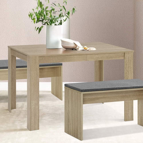 Artiss Dining Table Rectangle Oak Coffee Tables Side Buffee Desk Foldable Lounge Desks Home Living Room Bedroom Kitchen Office Cafe Restaurant Furniture, 6 Seater, Wooden with 120 x 70cm Tabletop
