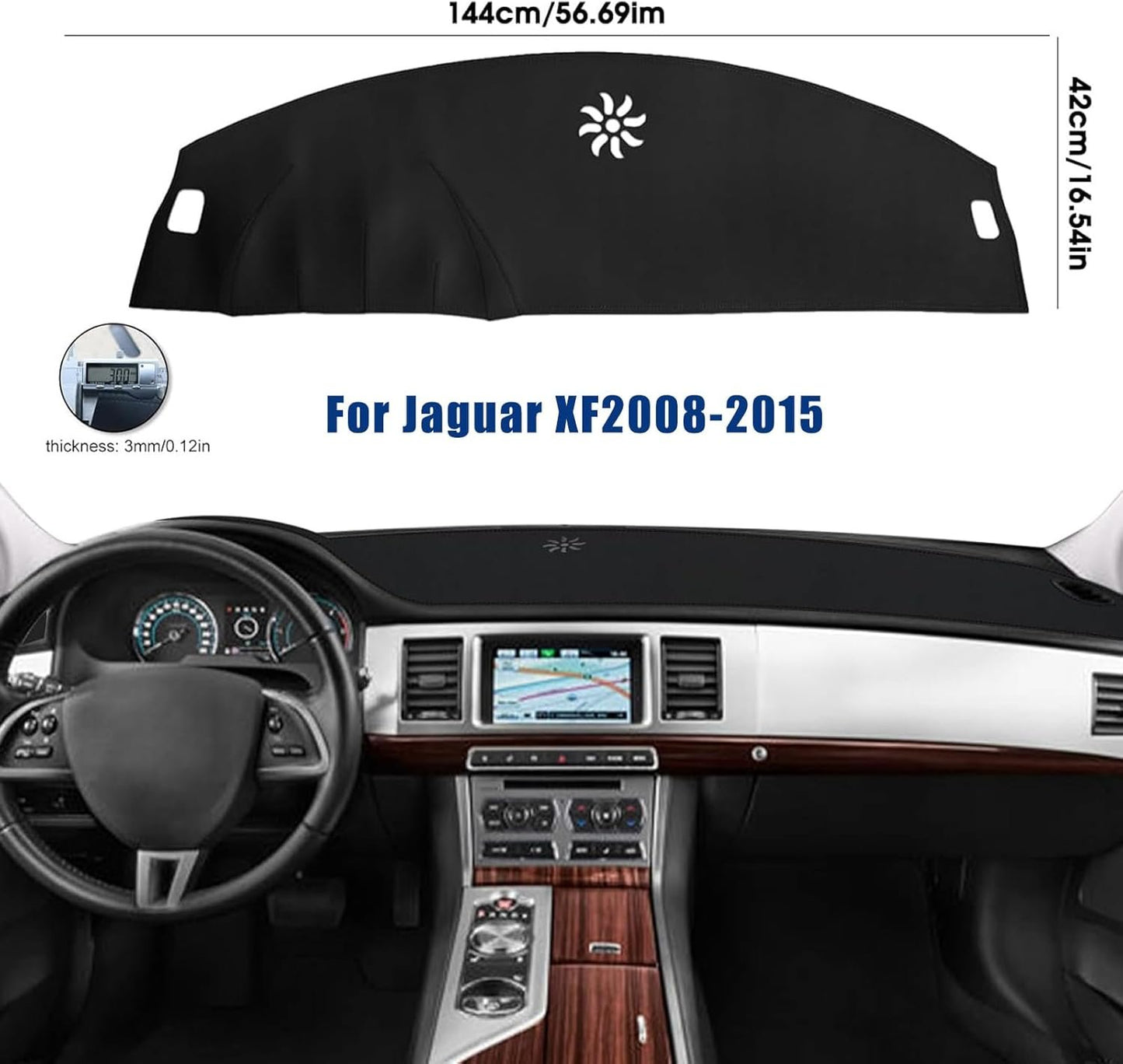 Leather Dash Cover Accessories for Jaguar XF 2008 2009 2010 2011 2012 2013 2014 2015, Dash Mat Dashboard Cover and Interior Dash Covers