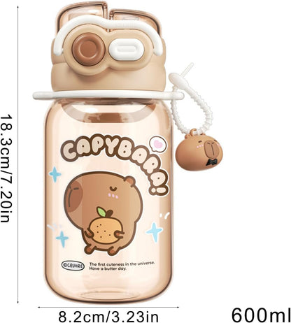 Atcdfuw Drinking Bottle,Adorable Capybaras Shape Water Bottle Double Drinking Cup for Various Age Suitable for Home Office Or Outdoor Activity