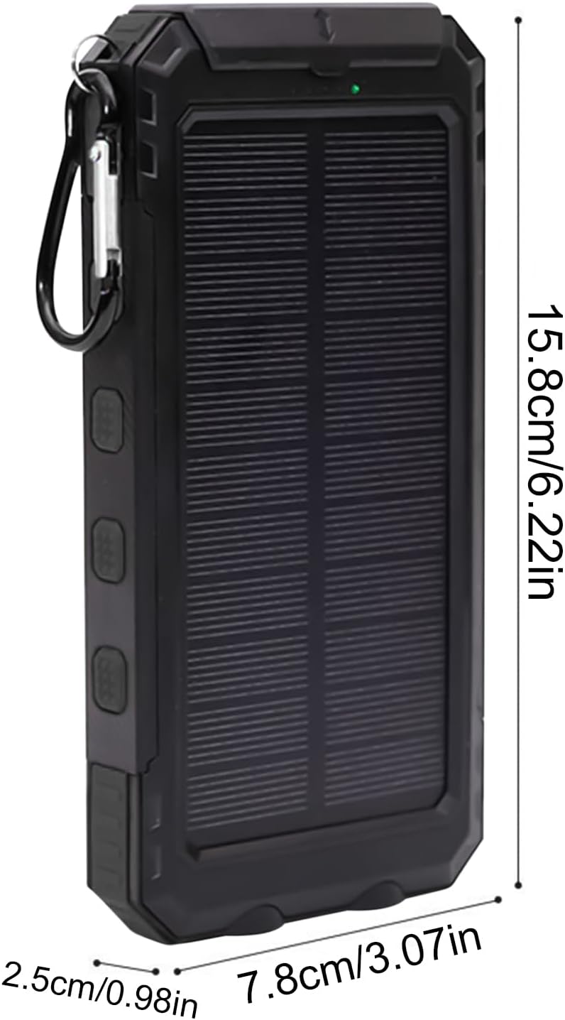 Solar Charger, 20000mAh Portable Bank, 6.22x3.07x0.98 inches Adorable Compact Wireless Fast Charging Device with Flashlight, Outdoor Battery Backup for Camping Hiking Phones