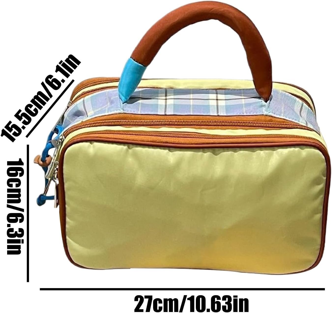 Airport Carry Pouch - Travel Size Toiletries Bag, Zippered Cosmetic Kit, Large Plaid Grooming Kit Organizer | Stadium-Approved Travel Hygiene Pouch for Festival, Concert, Airplane, Vacation, Work