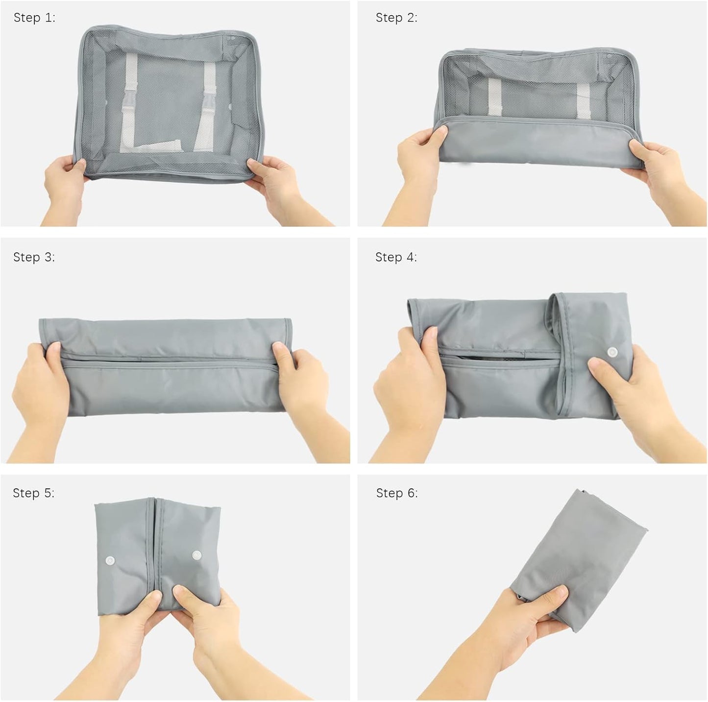 Travel Suitcase Organizer Set of 9 Cubes Packing Bags Waterproof Travel Bags for Holiday and Travel, for Clothing, Cosmetics, Shoes, Underwear, Grey