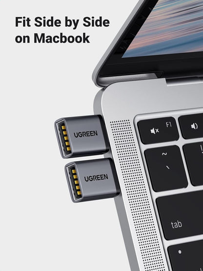 UGREEN USB C to USB Adapter 2 Pack, USB 3.2 Gen 2 10Gbps USB C Male to USB Female Adapter Thunderbolt 4 3 to USB Adapter OTG Compatible with iPhone 15, Galaxy S24, MacBook Pro Air, iPad Pro, Black