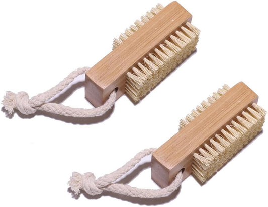 AIMALL 2pcs Bamboo Sisal Nail Brush Beech Wood Bristle Cleaning Brush, Eco-Friendly Nail Tools for Hand and Nail Care, Natural Bamboo Nail Brushes