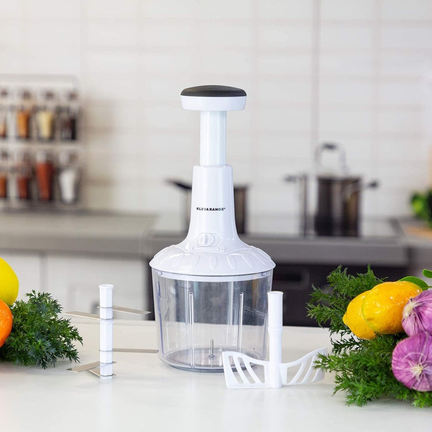 Kleva Sumo Vegetable Chopper Manual â€“ Hand-Powered Food Chopper, Dicer & Mincer | Quick Push Chopper Salad, Fruits, Veggie's, Onion, Garlic & More | Easy to Clean, Compact & BPA-Free Kitchen Tool