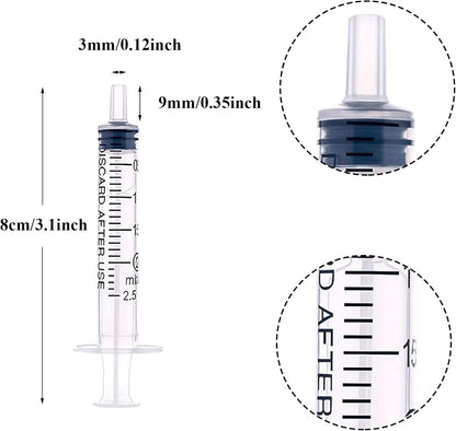 40 Pack 2ml Plastic Syringe Individually Sealed with Measurement for Feeding Pets, Watering, Scientific Labs, Medical Student, Measuring, Refilling, Oil or Glue Applicator, No Needle