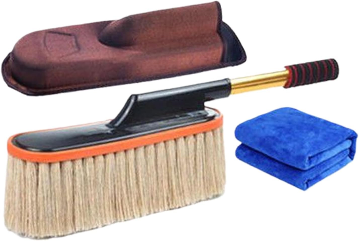 Car Dust Cleaner, Interior Detailing Brush, Auto Wax Mop, Lint- Cotton Head, Ergonomic Handle, for RV, Truck, Motorcycle, Tire, Dashboard Cleaning, 25.59 Inches Cotton Thread