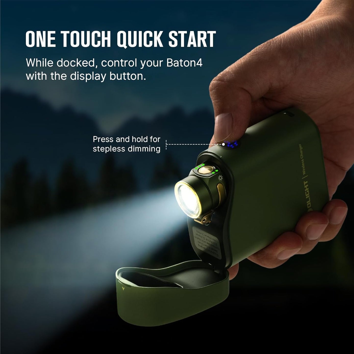 OLIGHT Baton4 Premium Edition Compact Handheld Torch Max 1300 Lumens with Charging Box Pocket-Size for Household and Mountaineering (OD Green)