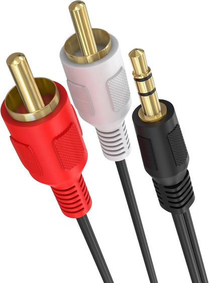 Cmple - 3.5mm Male Stereo to 2 Male RCA Audio Adapter Cable - 6 Feet, Black (1081-725-N)