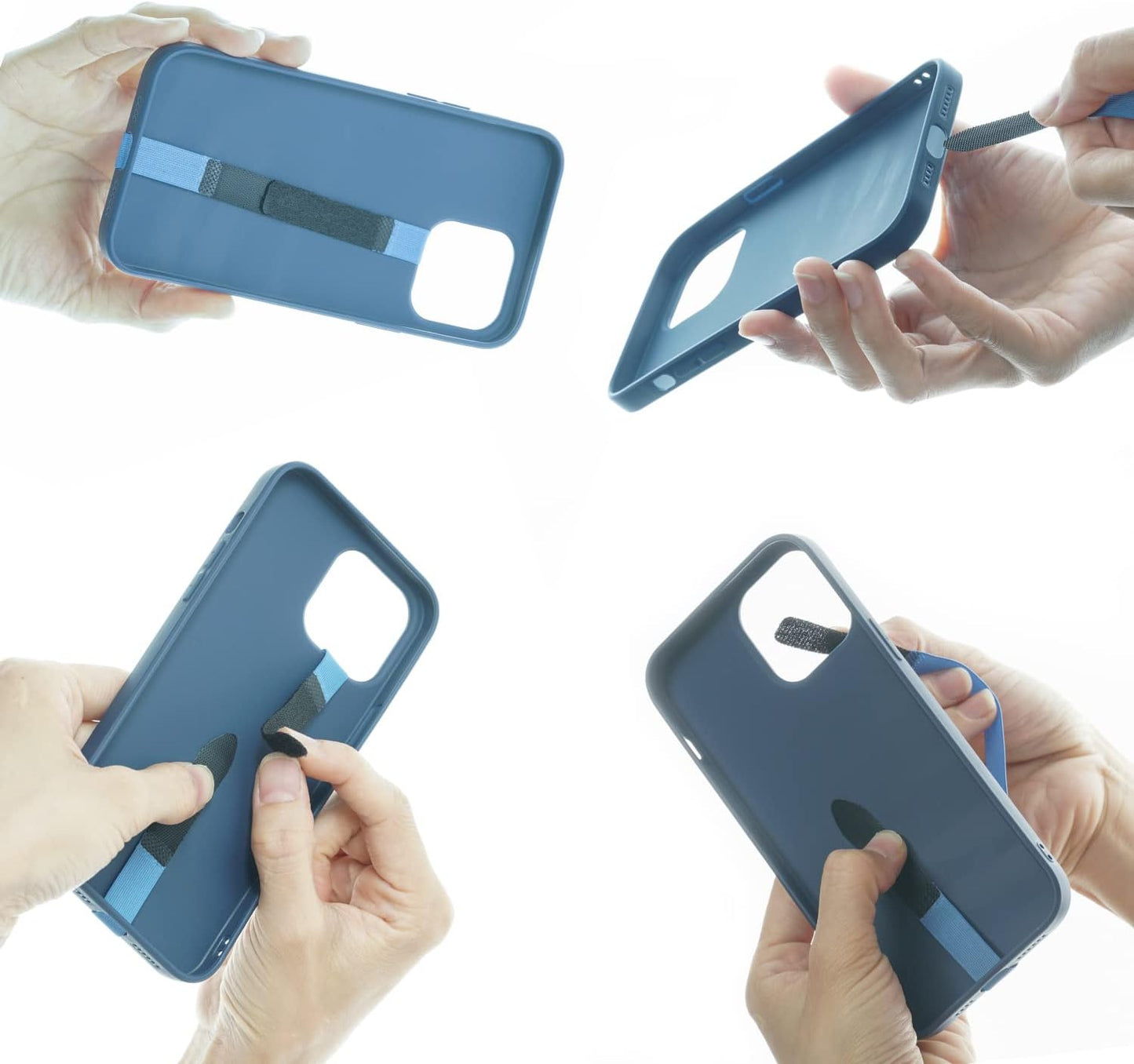 TFY Elastic Phone Strap, Universal Slim Hand Finger Grip, Non-slip Cell Phone Holder, fit Most Smartphones Case - 2 Pieces (Blue)