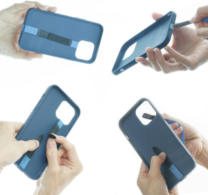 TFY Elastic Phone Strap, Universal Slim Hand Finger Grip, Non-slip Cell Phone Holder, fit Most Smartphones Case - 2 Pieces (Blue)