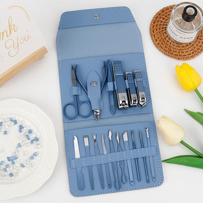 Nail Set Toenail Clippers Nail Kit Stocking Stuffers for Adults Nail Scissors Nail Clippers for Seniors Manicure and Pedicure Kit Nail Care Kit Manicure Set Women Metal Nail File 16pcs Travel Gifts