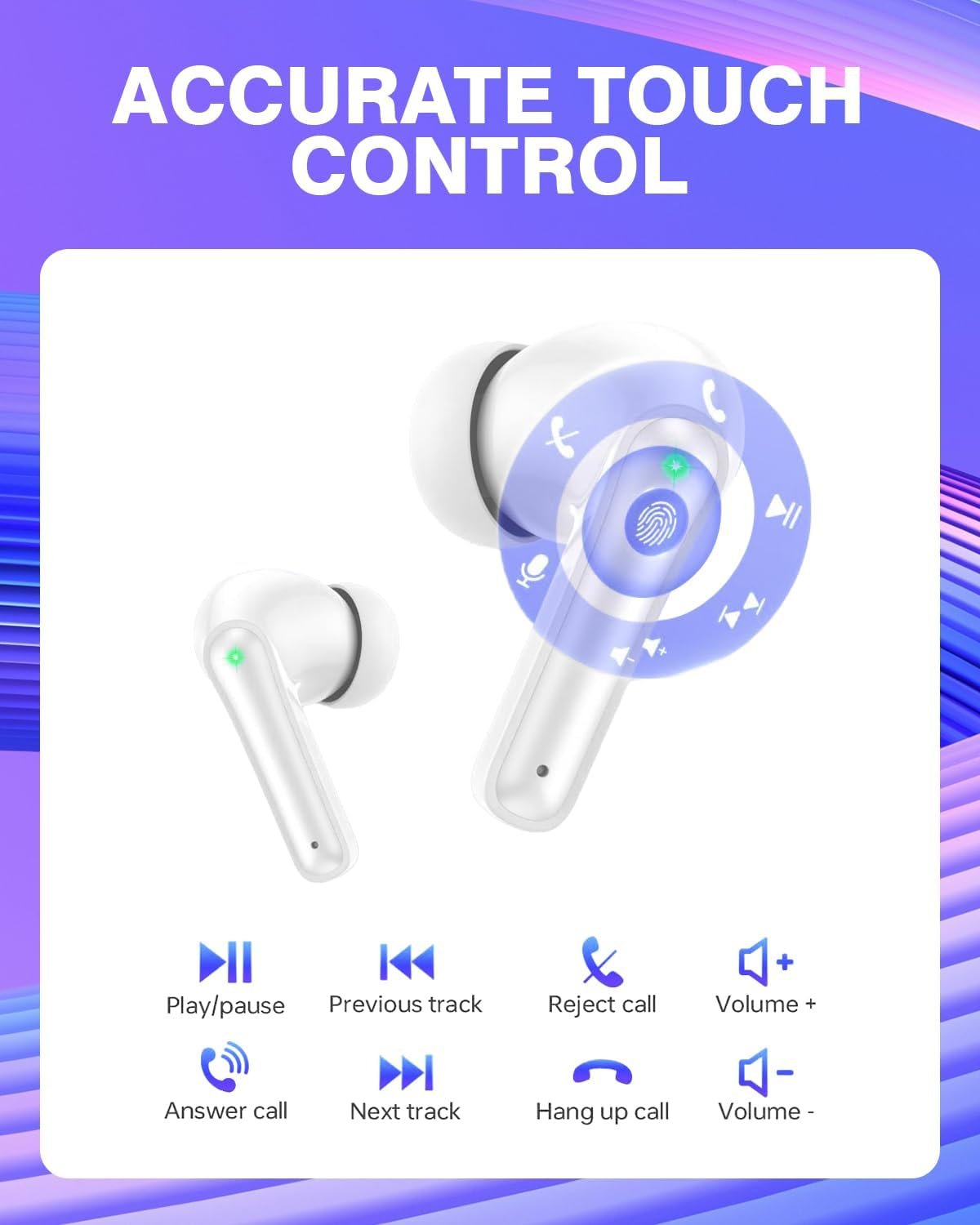Wireless Earbuds Bluetooth Headphones 5.3,Bass Boosted Ear Buds 40H Playtime IP6 Waterproof Earbuds with LED Digital Display Charging Case,4 ENC Mics Earphones for Work Sports