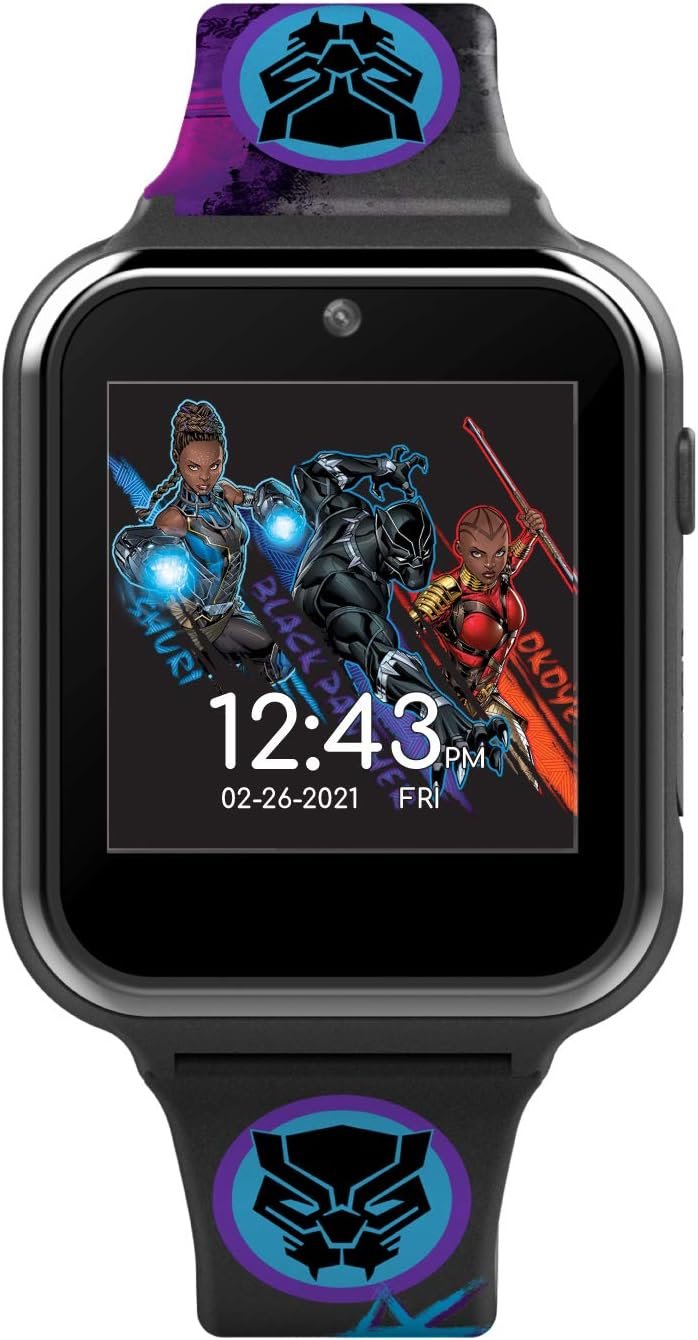 Accutime Kids Educational Learning Smart Watch Toy for Boys, Girls, Toddlers - Selfie Cam, Learning Games, Alarm, Calculator, Pedometer (Model: AVG4608AZ), Black, 40mm