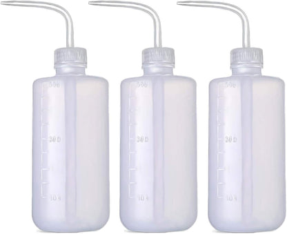BEADNOVA Irrigation Bottle 500ml 17oz Indoor Plant Watering Can Water Squirt Plastic Rinse Bottle for Eyelash Extensions Eye Wash Tattoo Lab (3pcs)