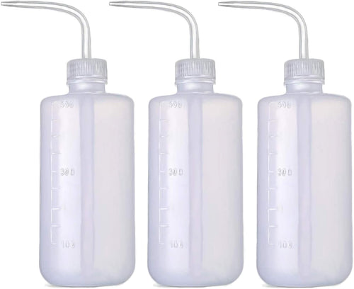 BEADNOVA Irrigation Bottle 500ml 17oz Indoor Plant Watering Can Water Squirt Plastic Rinse Bottle for Eyelash Extensions Eye Wash Tattoo Lab (3pcs)