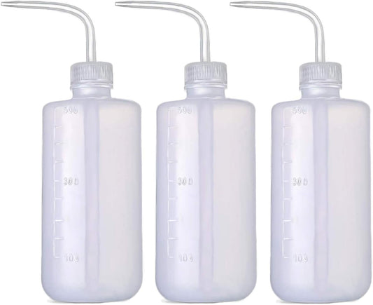 BEADNOVA Irrigation Bottle 500ml 17oz Indoor Plant Watering Can Water Squirt Plastic Rinse Bottle for Eyelash Extensions Eye Wash Tattoo Lab (3pcs)