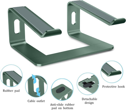Orionstar Laptop Stand Portable Aluminum Laptop Riser Compatible with Apple Mac MacBook Air Pro 10 to 15.6 Inch Notebook Computer, Detachable Ergonomic Elevator Holder, Green