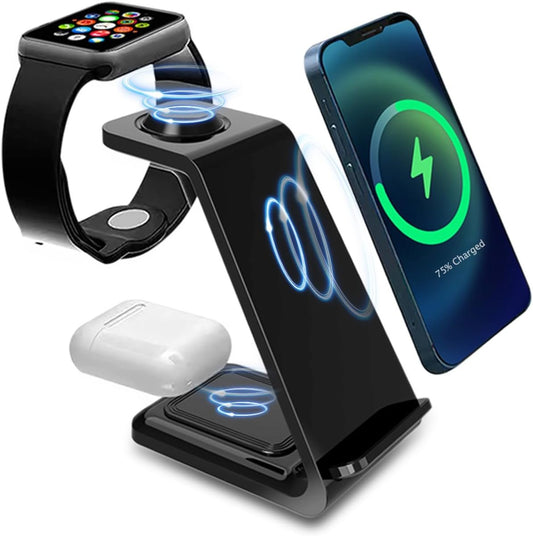 3 in 1 Wireless Charger, Qi Certified 15W Fast Wireless Charging Station, Suitable for iPhone 16 15 14 13 12 Pro Max and Other Devices That Support Wireless Charging protocols