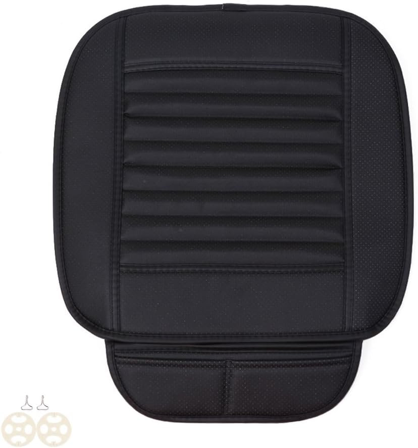 Car Seat Protector, Comfortable Breathable Four Seasons General Leather Bamboo Charcoal Breathable Interior Car Accessories Cover Mat for Office Chair (Black, 1Pcs)