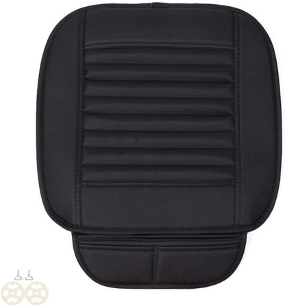 Car Seat Protector, Comfortable Breathable Four Seasons General Leather Bamboo Charcoal Breathable Interior Car Accessories Cover Mat for Office Chair (Black, 1Pcs)