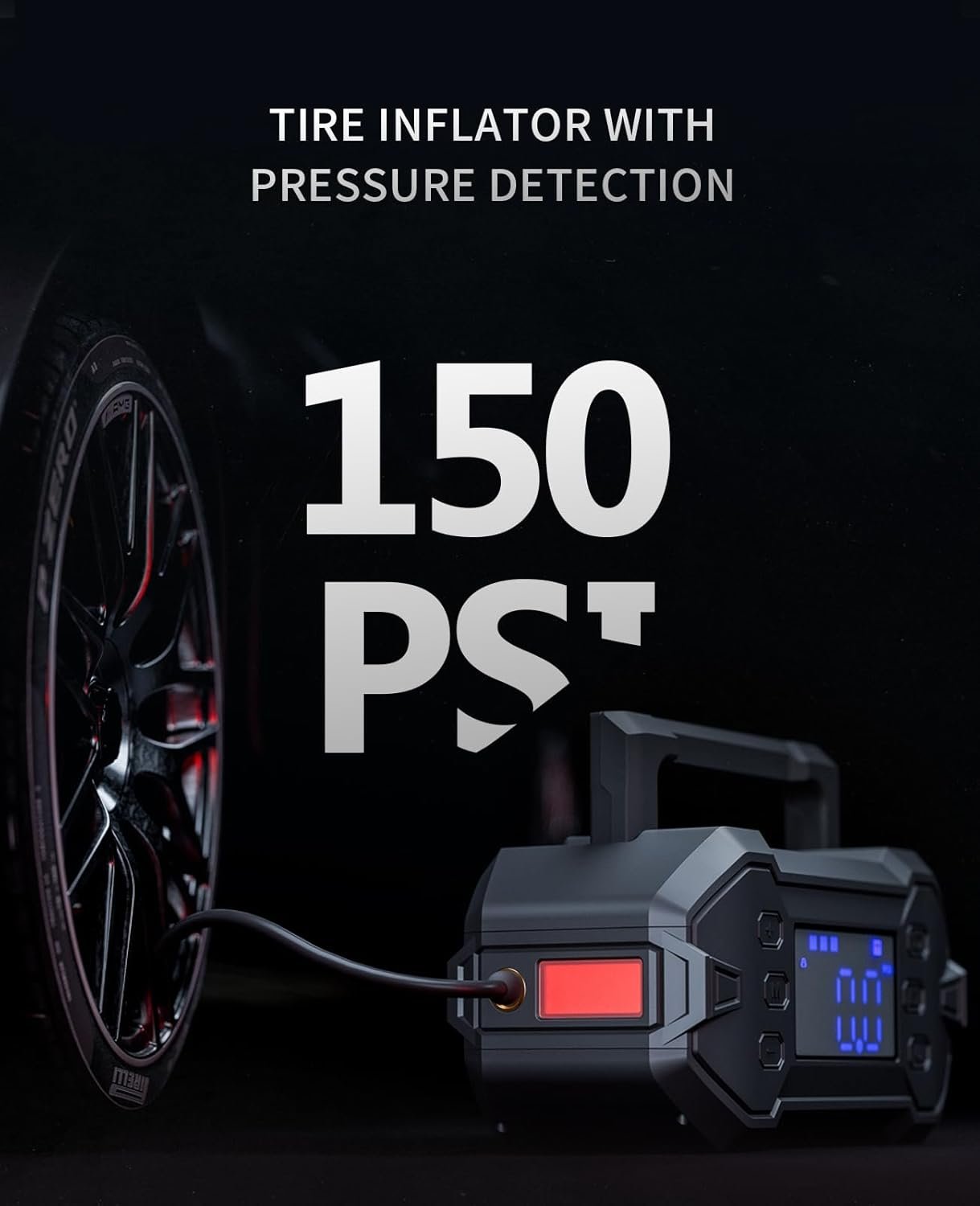 Portable Car Jump Starter 3000A with Air Compressor 12V Battery Jumper Emergency for 8.0L Gas & Diesel Engines Power Booster Start Boost Charger Box and Power Bank, for All Weather
