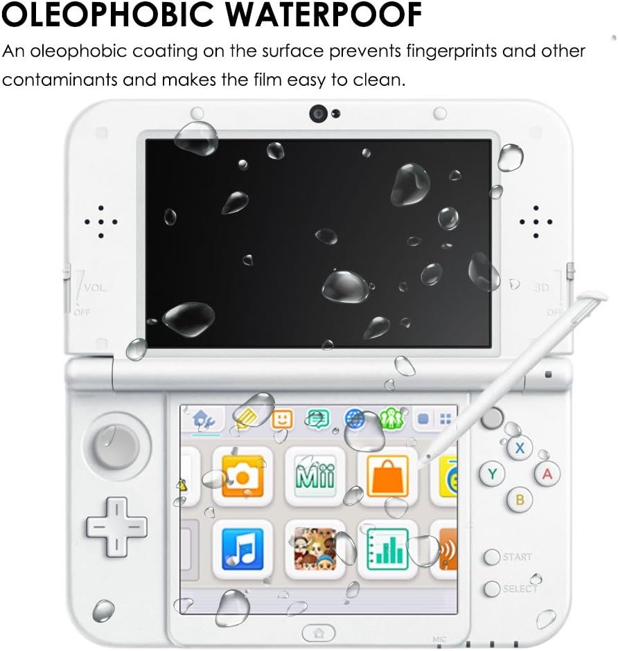 Screen Protector for Nintendo New 3DS XL, AFUNTA 4 Pcs Tempered Glass for Top Screen and HD Clear Crystal PET Film for Bottom Screen, 3DSXL Film Accessory