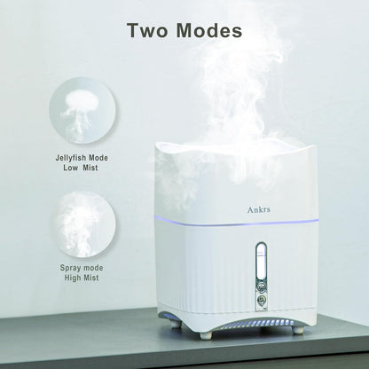 Ankrs Essential Oil Humidifier, 500ml Jellyfish Mist Ring Aromatherapy Oil Humidifier with 7 Colors LED Lights & 2 Spray Modes, Waterless Auto-Off Cool Mist Humidifiers for Bedroom Large Room Home