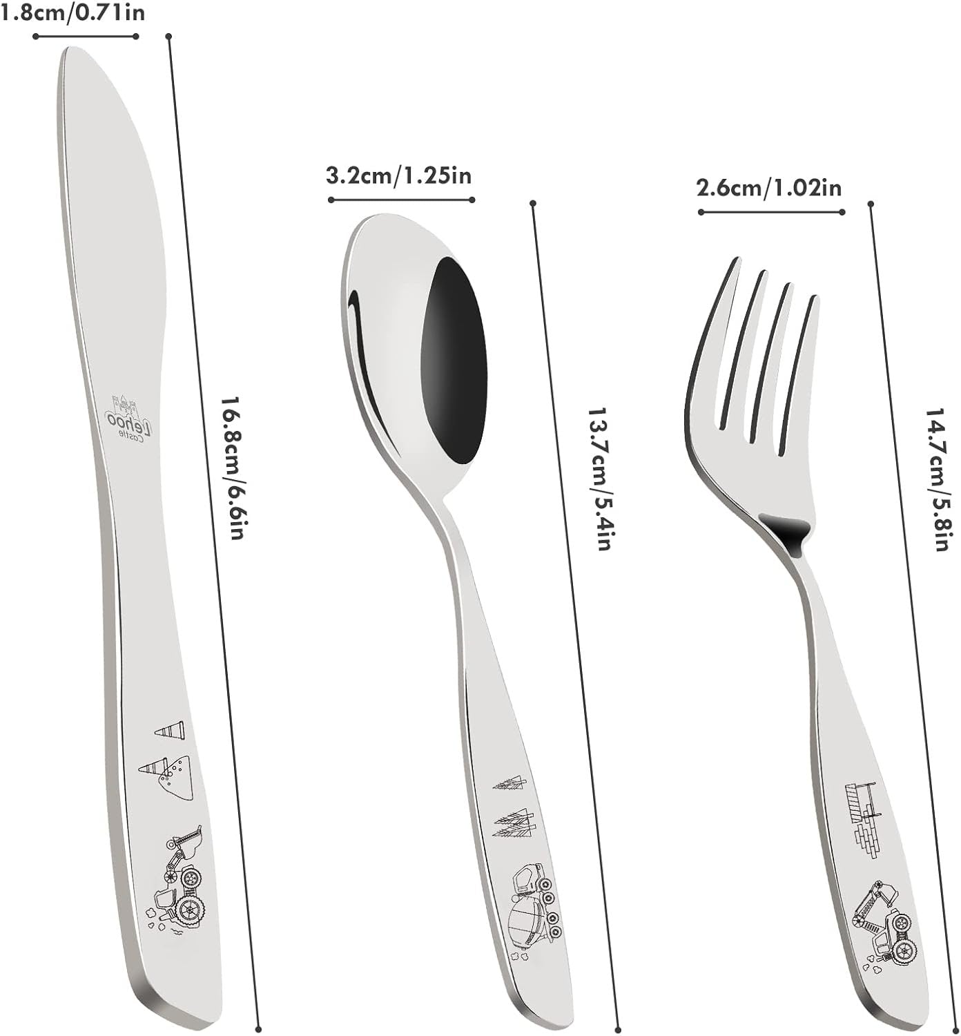Lehoo Castle Kids Utensils - Stainless Steel Toddler Silverware Set With Forks, Spoons, Knives (Dinosaur x 6)
