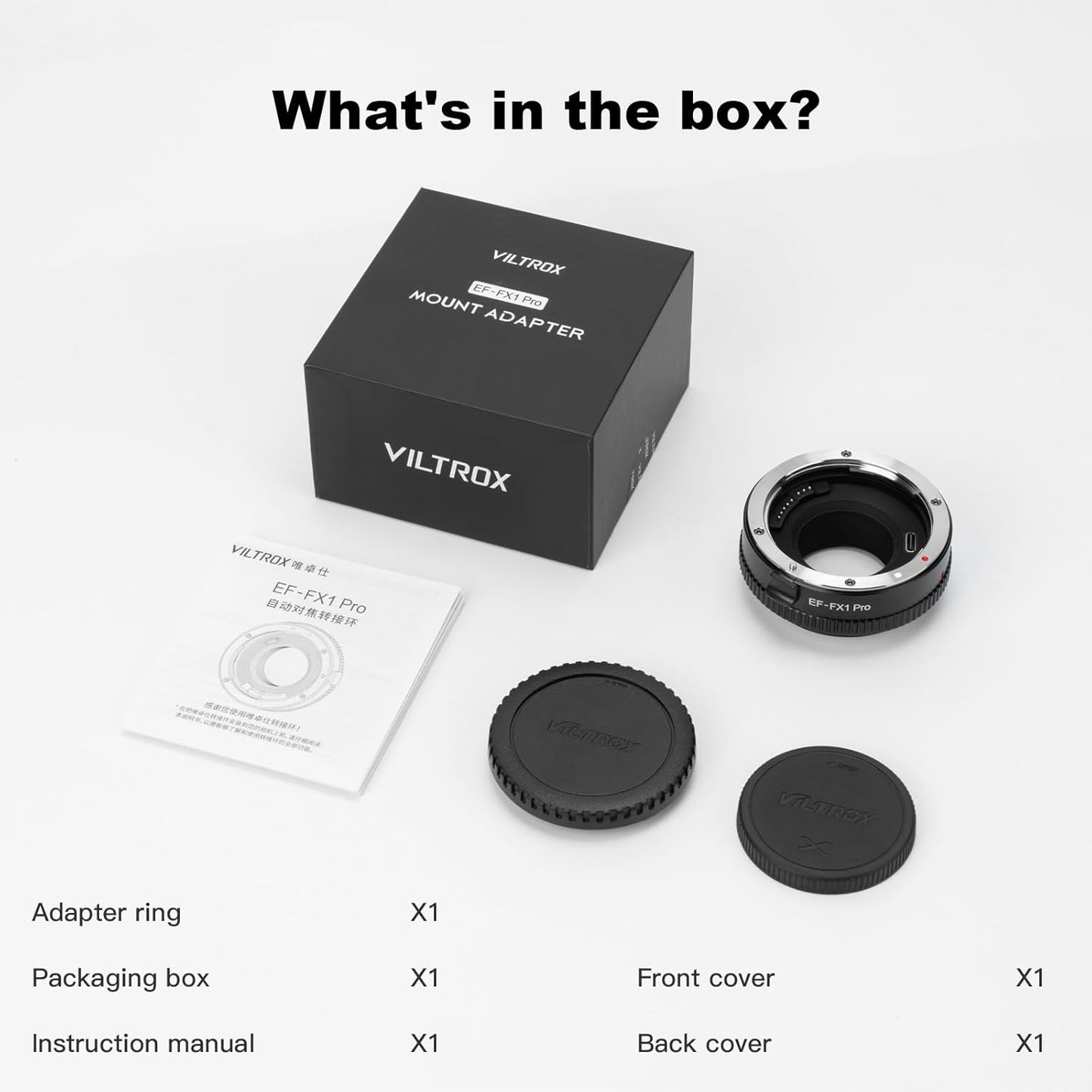 VILTROX EF-FX1 Pro Electronic Autofocus Lens Adapter EF-FX AF Adapter for Canon EF/EF-S Lens to Fuji X Mount X-H1 X-T5 X-T4 X-T3 X-T30 X-T100 X-E3 X-S10 X-E4